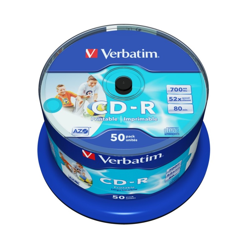 Buy Verbatim CD-R - 43438 - 700MB 52X 50-Pack Spindle Printable in Cyprus, Nicosia, Limassol, Larnaka, Pafos