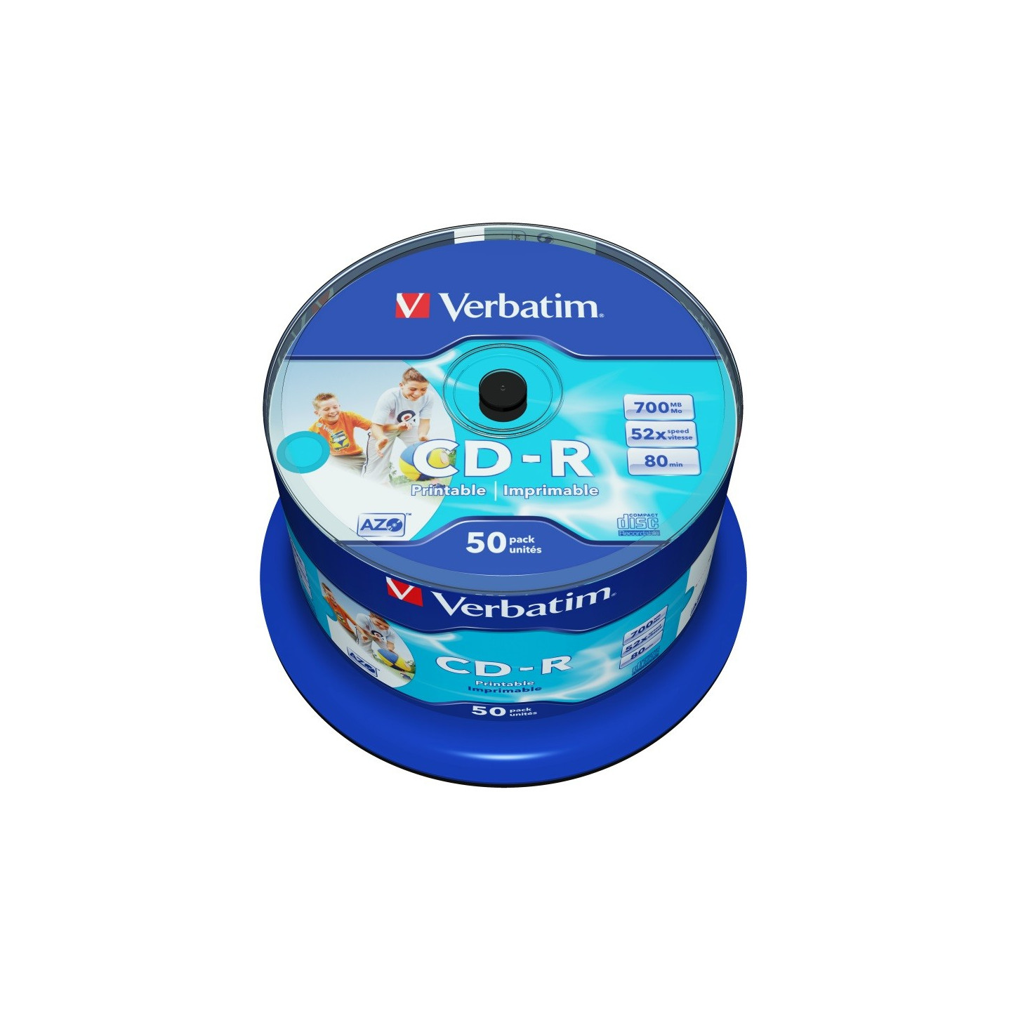 Verbatim CD-R - 43438 - 700MB 52X 50-Pack Spindle Printable — Buy in Cyprus with Fast Delivery