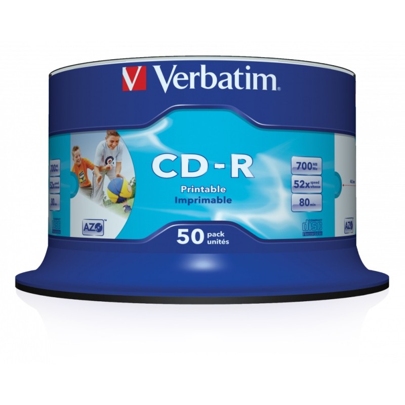Buy Verbatim CD-R - 43438 - 700MB 52X 50-Pack Spindle Printable in Cyprus, Nicosia, Limassol, Larnaka, Pafos