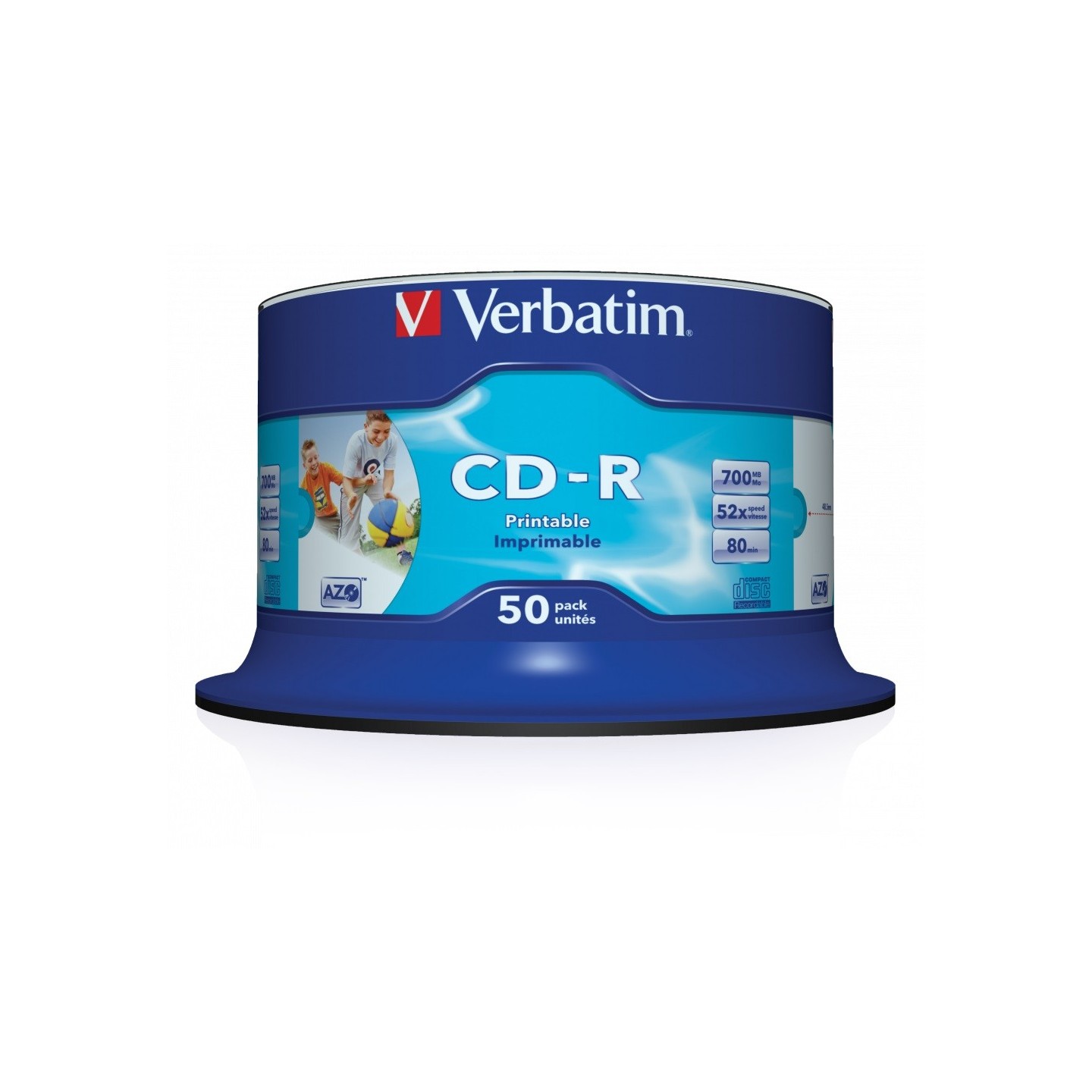 Verbatim CD-R - 43438 - 700MB 52X 50-Pack Spindle Printable — Buy in Cyprus with Fast Delivery