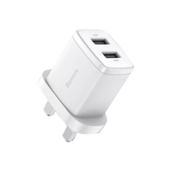 Buy Baseus Charger Wall - 2xUSBA - 2.1A - UK - White in Cyprus, Nicosia, Limassol, Larnaka, Pafos