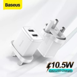 Buy Baseus Charger Wall - 2xUSBA - 2.1A - UK - White in Cyprus, Nicosia, Limassol, Larnaka, Pafos
