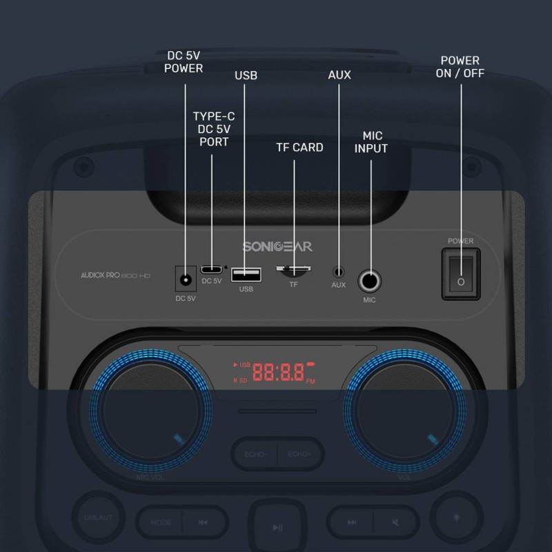 Buy SonicGear 2 x 8'' Portable Karaoke Speaker with Voice Changer - AudioXPro800... in Cyprus, Nicosia, Limassol, Larnaka, Pafos