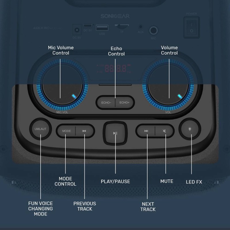 Buy SonicGear 2 x 8'' Portable Karaoke Speaker with Voice Changer - AudioXPro800... in Cyprus, Nicosia, Limassol, Larnaka, Pafos