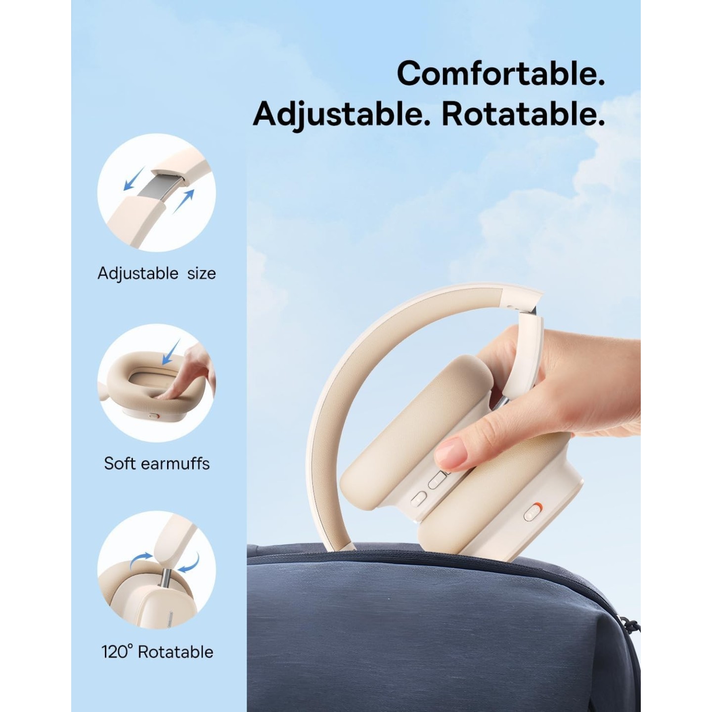 Baseus Wireless Headphones Over Ear ANC Bowie - H1i - White — Buy in Cyprus with Fast Delivery