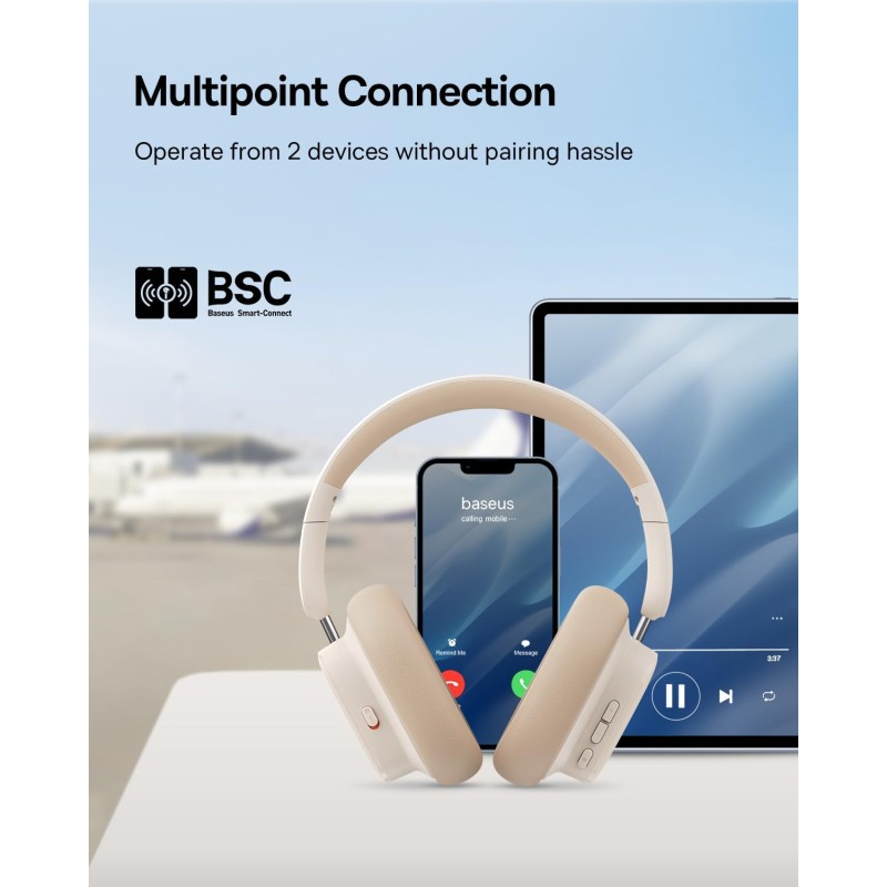 Buy Baseus Wireless Headphones Over Ear ANC Bowie - H1i - White in Cyprus, Nicosia, Limassol, Larnaka, Pafos