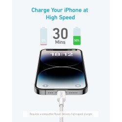 Buy Anker Mobile Cable USB C to MFI - 322 - 0.9m White in Cyprus, Nicosia, Limassol, Larnaka, Pafos