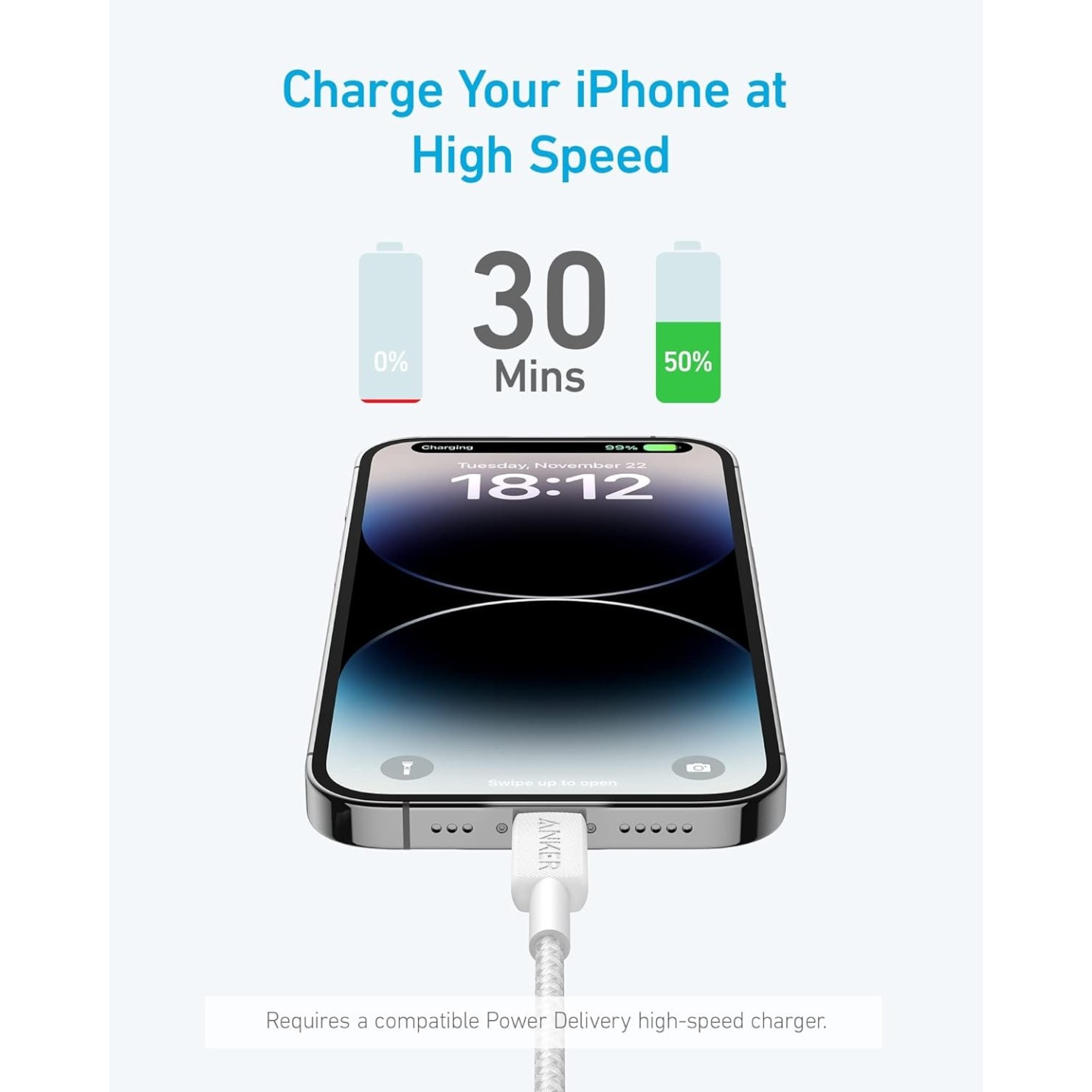 Anker Mobile Cable USB C to MFI - 322 - 0.9m White — Buy in Cyprus with Fast Delivery