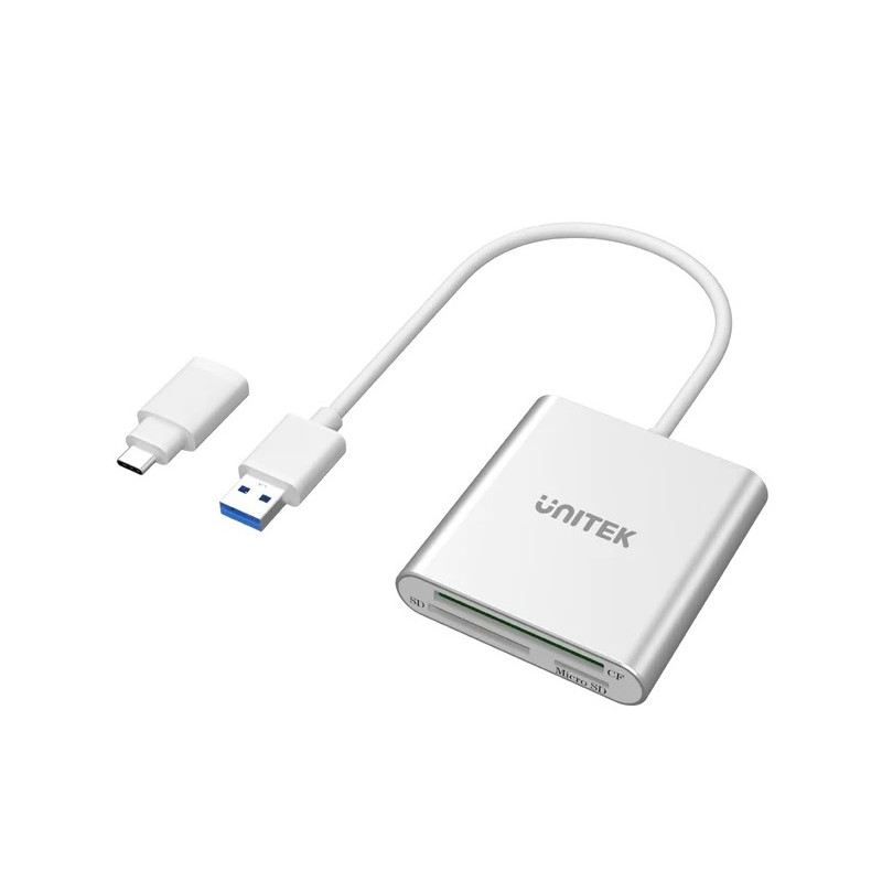 Buy Unitek Card Reader - Y-9313D - USB-A C 3.0 Aluminium SD Micro SD CF Card Reader in Cyprus, Nicosia, Limassol, Larnaka, Pafos