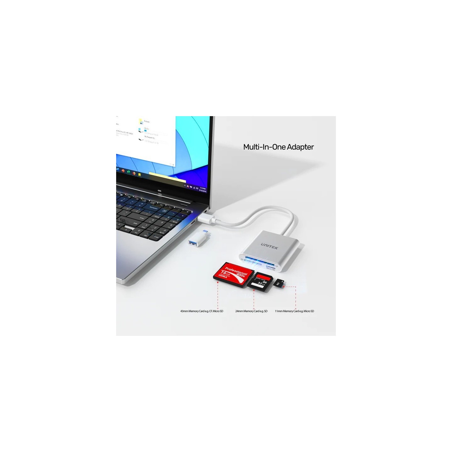 Unitek Card Reader - Y-9313D - USB-A C 3.0 Aluminium SD Micro SD CF Card Reader — Buy in Cyprus with Fast Delivery