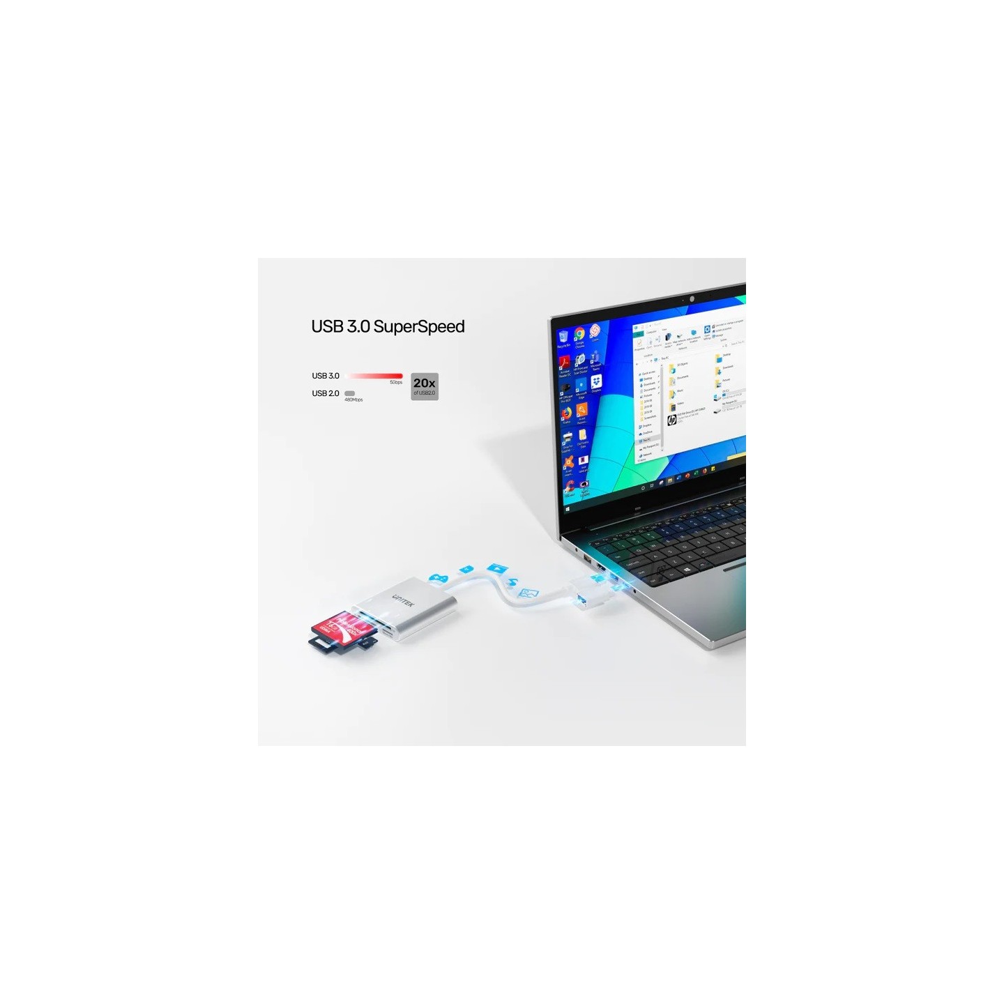 Unitek Card Reader - Y-9313D - USB-A C 3.0 Aluminium SD Micro SD CF Card Reader — Buy in Cyprus with Fast Delivery