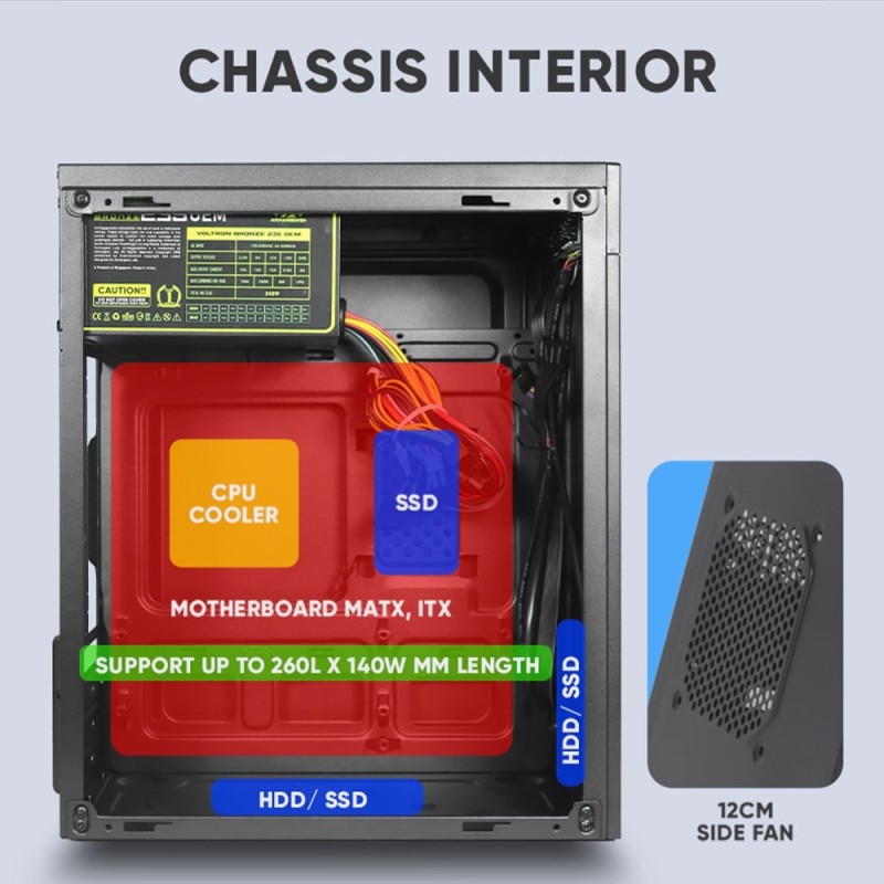 Buy Alcatroz PC Case - M200 - M-ATX AZZURA MILLENIA with 235W PSU in Cyprus, Nicosia, Limassol, Larnaka, Pafos