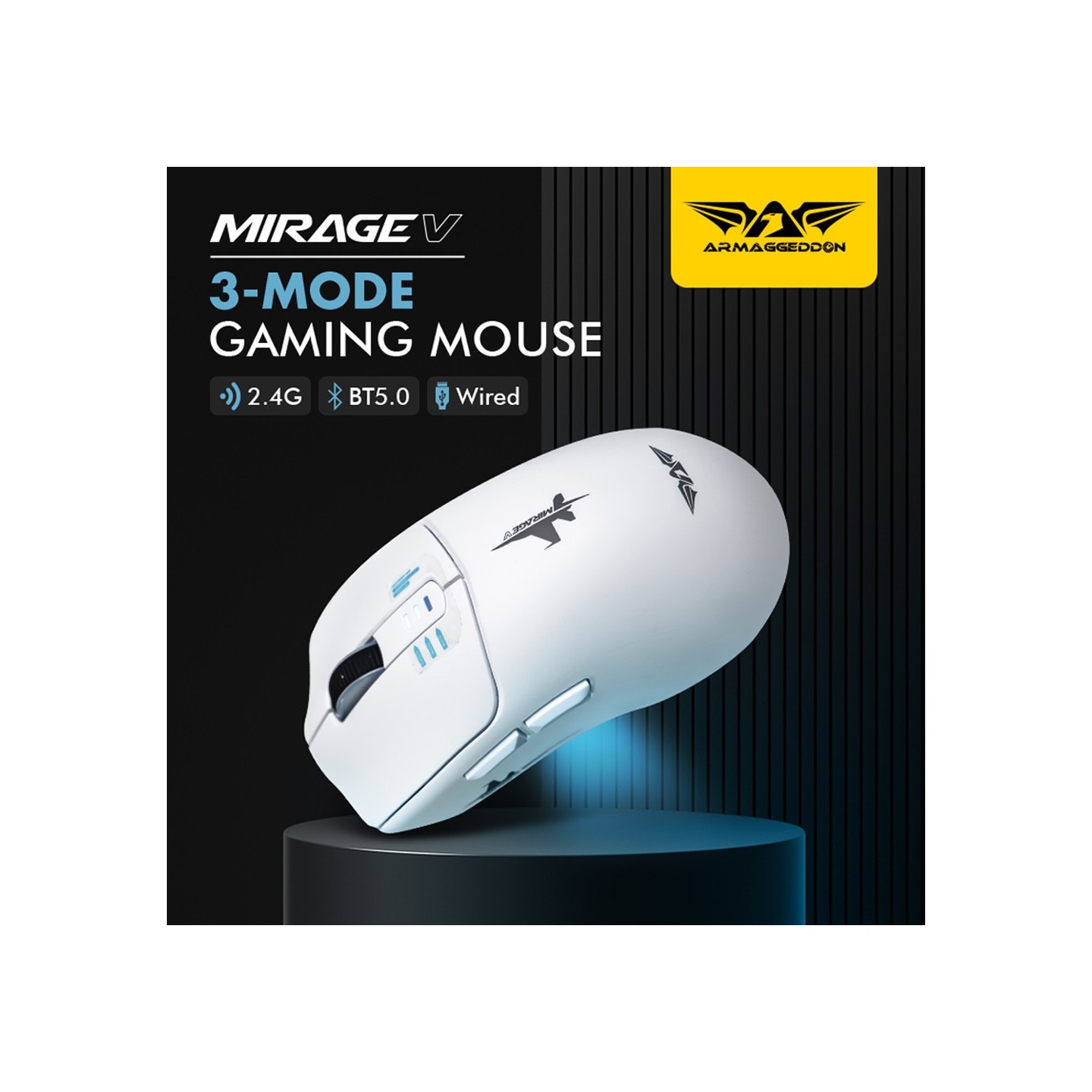 Armaggeddon Mirage V Wired+2.4G+BT Rechargeable Gaming Mouse 10000 CPI Black (Boxed) — Buy in Cyprus with Fast Delivery
