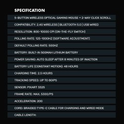 Armaggeddon Mirage V Wired+2.4G+BT Rechargeable Gaming Mouse 10000 CPI Black (Boxed) — Buy in Cyprus with Fast Delivery