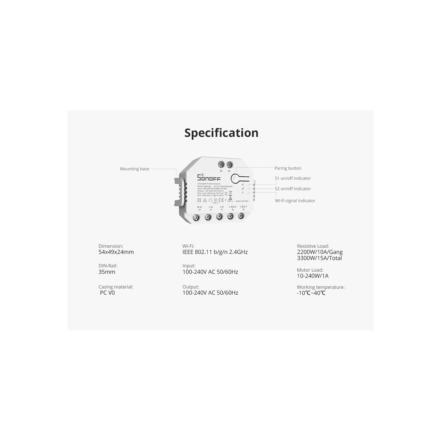 Sonoff Dual - R3 - Dual Relay-Power Metering Wifi Smart Switch — Buy in Cyprus with Fast Delivery