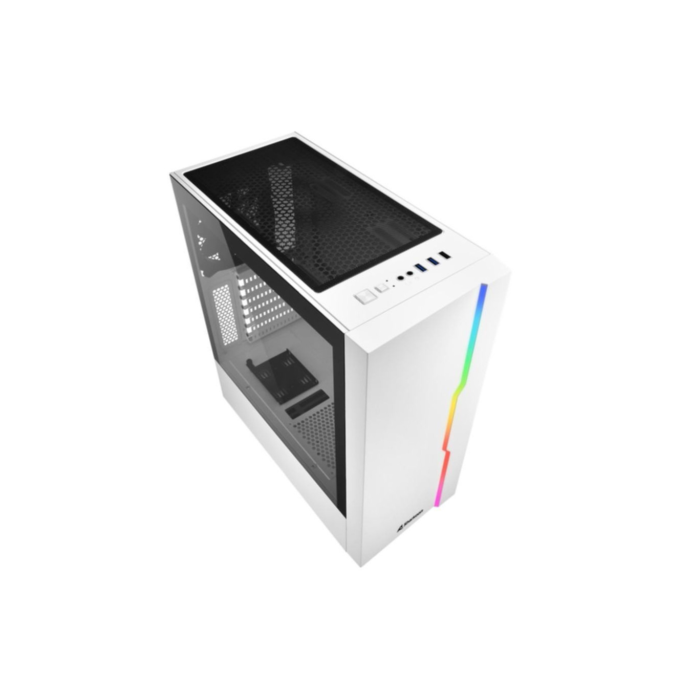 Sharkoon RGB Slider - Mid Tower PC Case - White, Tempered Glass Side Panel, Front RGB, ATX/mATX/Mini-ITX Support