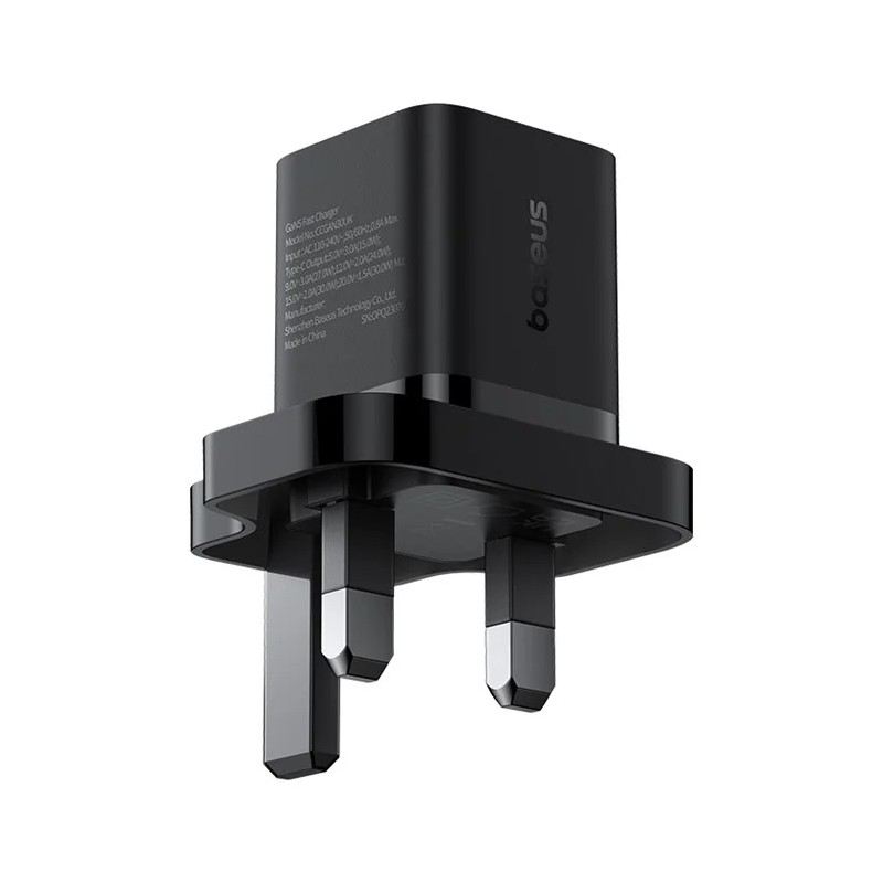 Buy Baseus Charger Wall 30W USB-C UK MINI GaN5 Black - Wall UK 30W USB-C MINI Ga... in Cyprus, Nicosia, Limassol, Larnaka, Pafos