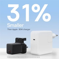 Buy Baseus Charger Wall 30W USB-C UK MINI GaN5 Black - Wall UK 30W USB-C MINI Ga... in Cyprus, Nicosia, Limassol, Larnaka, Pafos