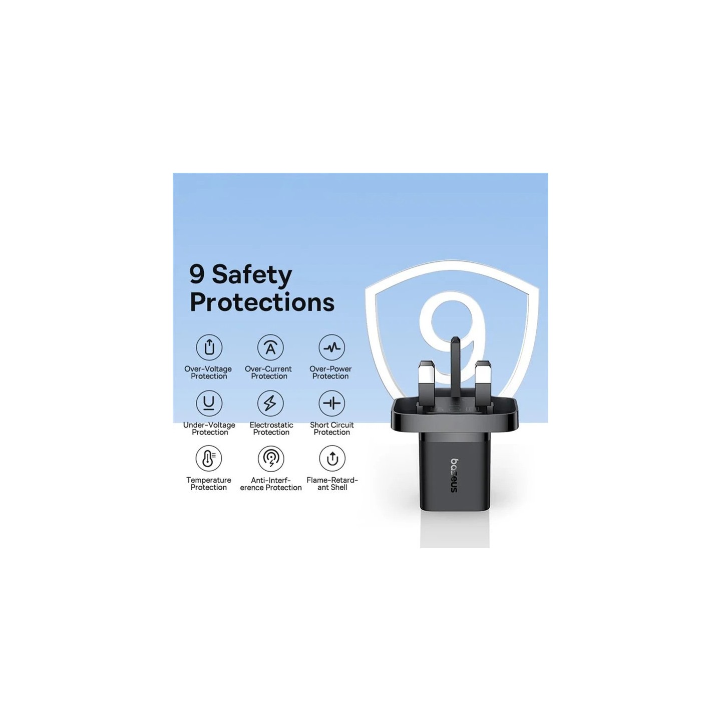 Baseus Charger Wall 30W USB-C UK MINI GaN5 Black - Wall UK 30W USB-C MINI GaN5 Black — Buy in Cyprus with Fast Delivery