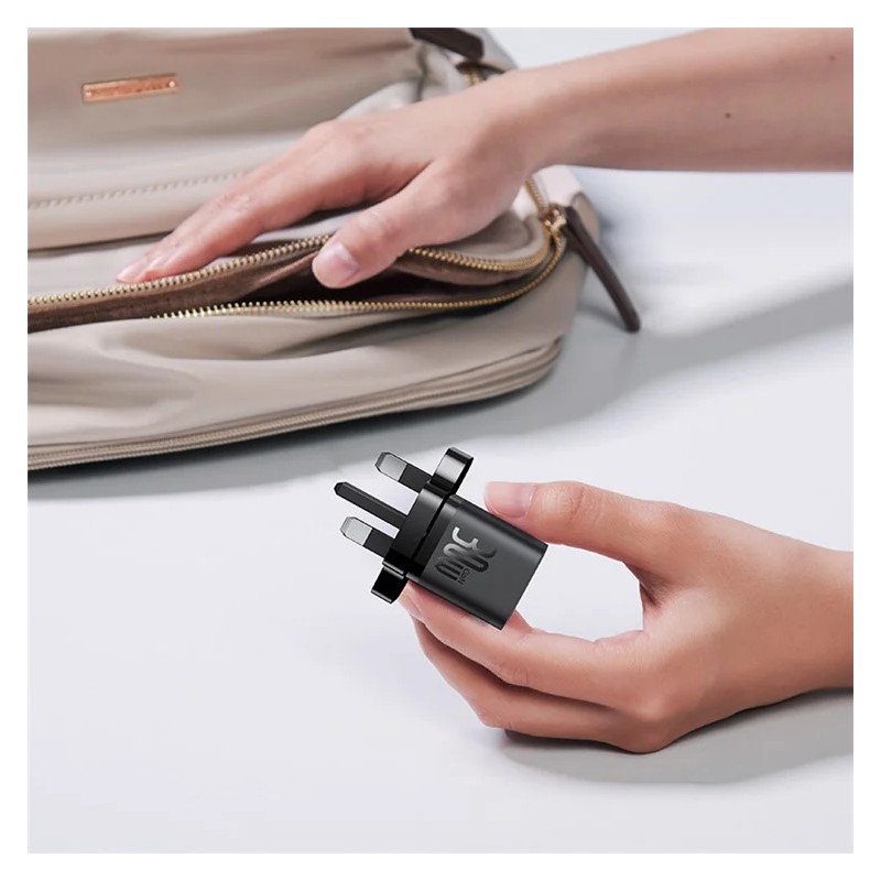 Buy Baseus Charger Wall 30W USB-C UK MINI GaN5 Black - Wall UK 30W USB-C MINI Ga... in Cyprus, Nicosia, Limassol, Larnaka, Pafos