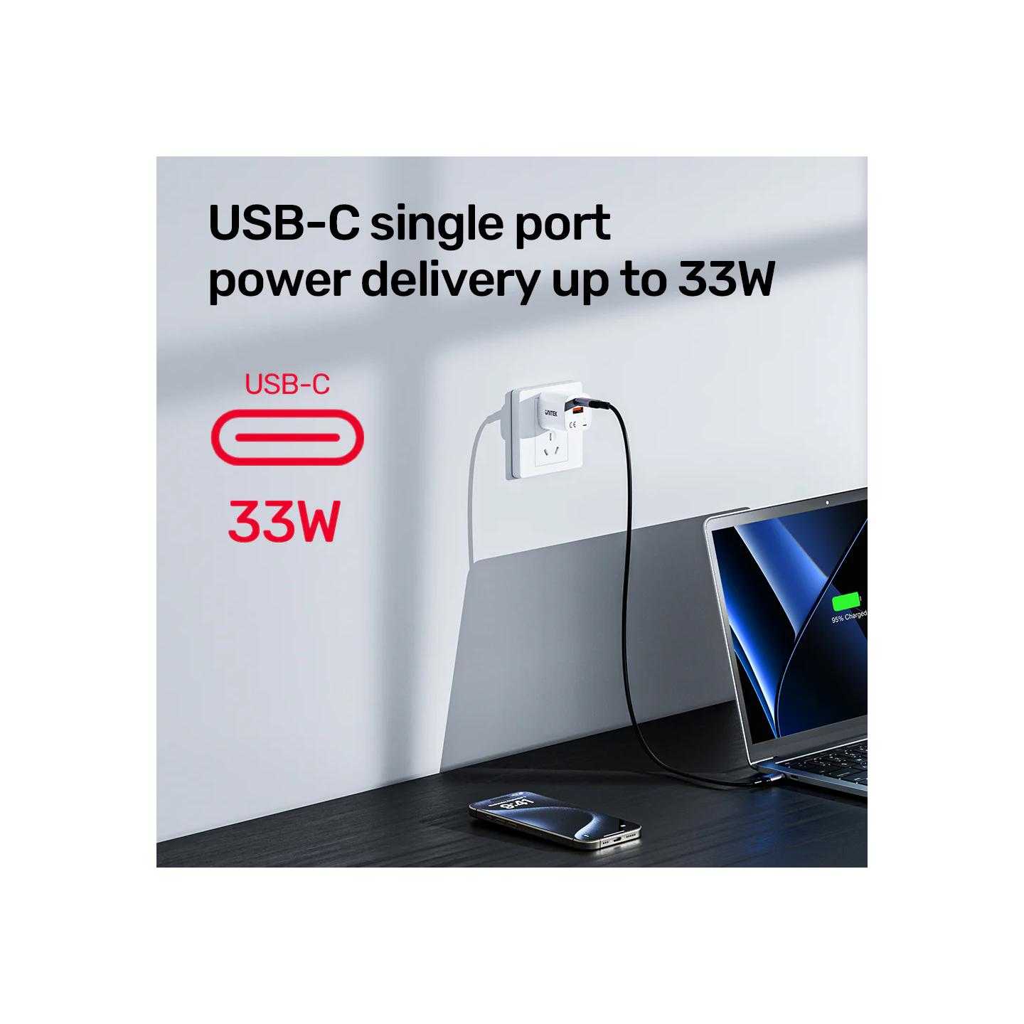 Unitek 33W Wall Charger USB-C PD & QC 3.0 UK - P1125AWH - White — Buy in Cyprus with Fast Delivery