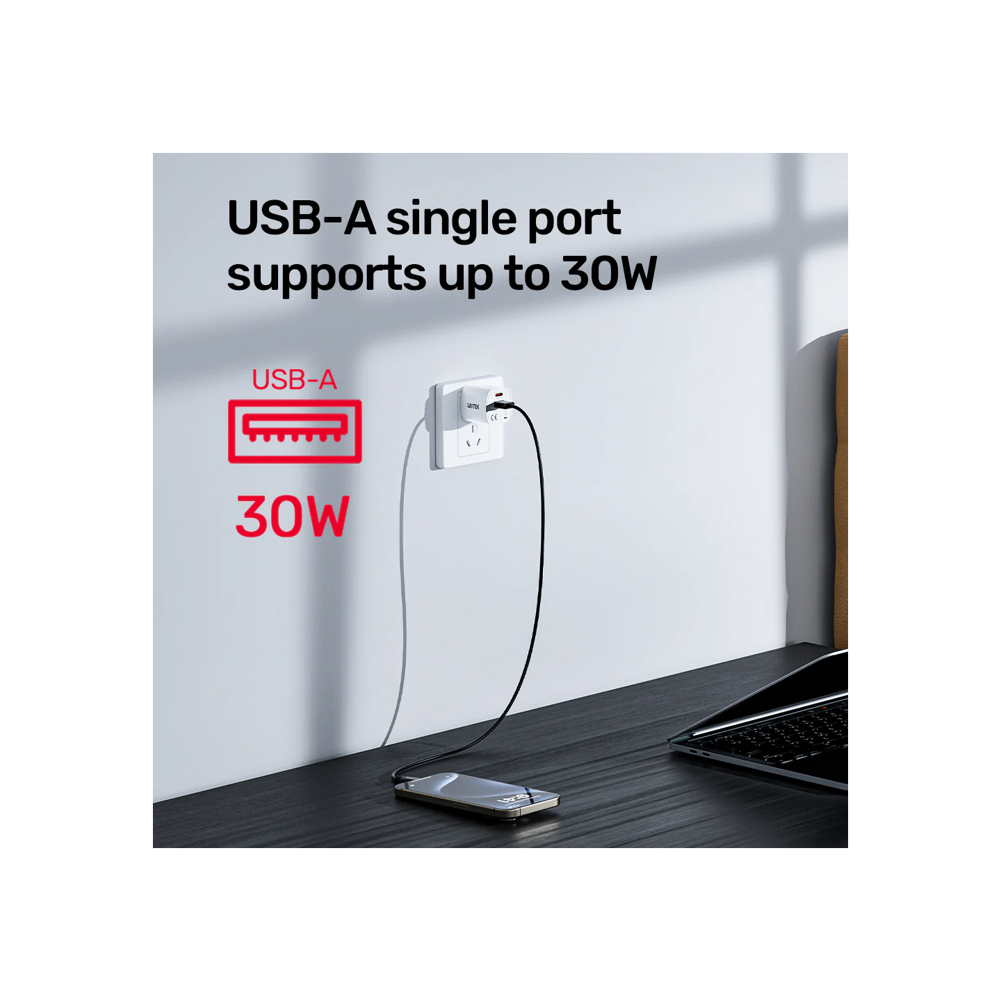 Unitek 33W Wall Charger USB-C PD & QC 3.0 UK - P1125AWH - White — Buy in Cyprus with Fast Delivery