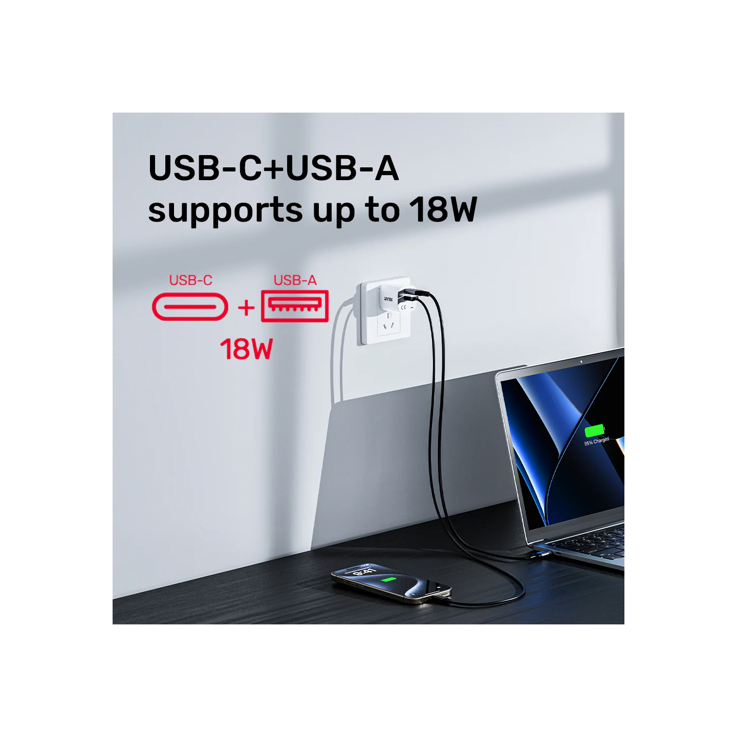 Unitek 33W Wall Charger USB-C PD & QC 3.0 UK - P1125AWH - White — Buy in Cyprus with Fast Delivery