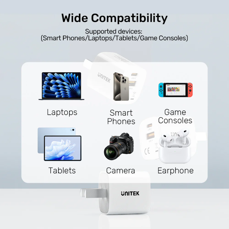 Buy Unitek 33W Wall Charger USB-C PD & QC 3.0 UK - P1125AWH - White in Cyprus, Nicosia, Limassol, Larnaka, Pafos