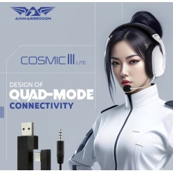 Armaggeddon Cosmic-III Lite Gaming Headset 2.4G/BT/AUX Fabric White (Boxed) — Buy in Cyprus with Fast Delivery