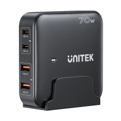 Buy Unitek Desktop 4in1 70W GaN Charger 2xUSB-C 2xUSB-A Ports - P1228ABK - Black in Cyprus, Nicosia, Limassol, Larnaka, Pafos