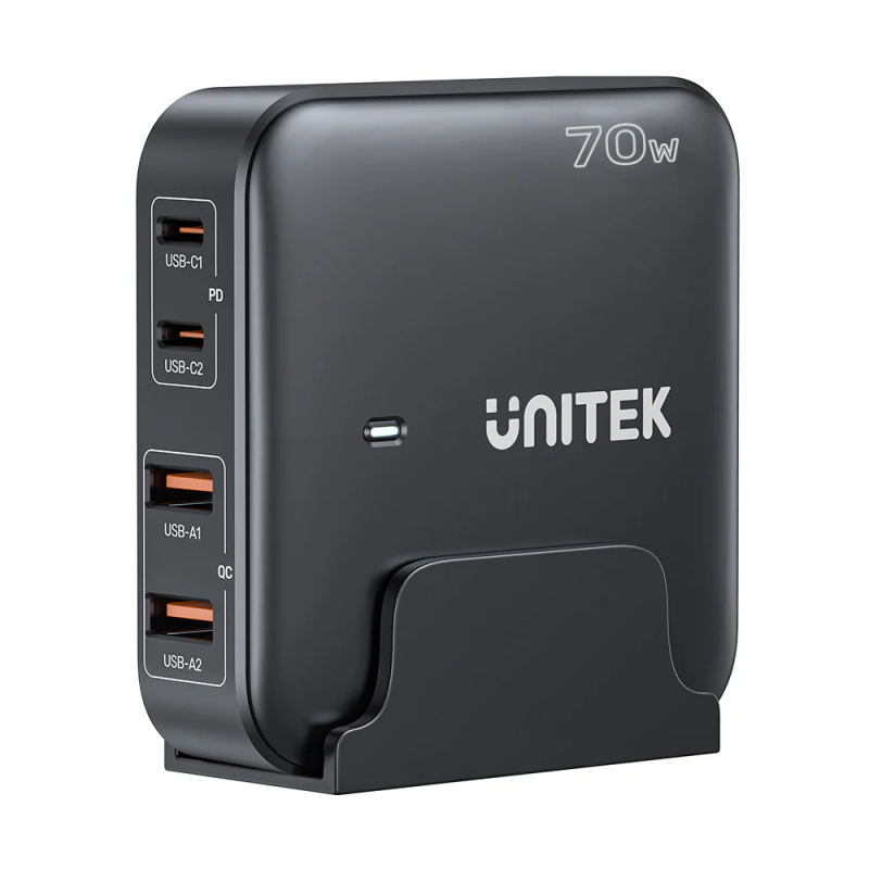 Buy Unitek Desktop 4in1 70W GaN Charger 2xUSB-C 2xUSB-A Ports - P1228ABK - Black in Cyprus, Nicosia, Limassol, Larnaka, Pafos