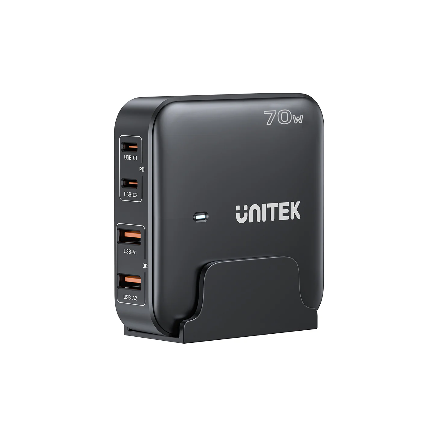 Unitek Desktop 4in1 70W GaN Charger 2xUSB-C 2xUSB-A Ports - P1228ABK - Black — Buy in Cyprus with Fast Delivery