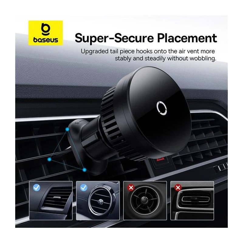 Buy Baseus Car Charger - Wireless AirVent Magnetic MagPro 15W Black in Cyprus, Nicosia, Limassol, Larnaka, Pafos