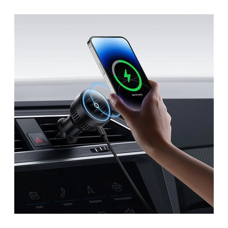 Buy Baseus Car Charger - Wireless AirVent Magnetic MagPro 15W Black in Cyprus, Nicosia, Limassol, Larnaka, Pafos
