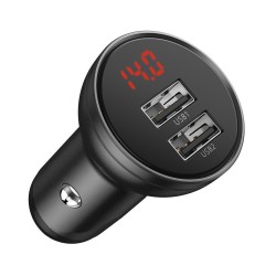 Buy Baseus Digital Display Dual USB 24W Car Charger - Black in Cyprus, Nicosia, Limassol, Larnaka, Pafos