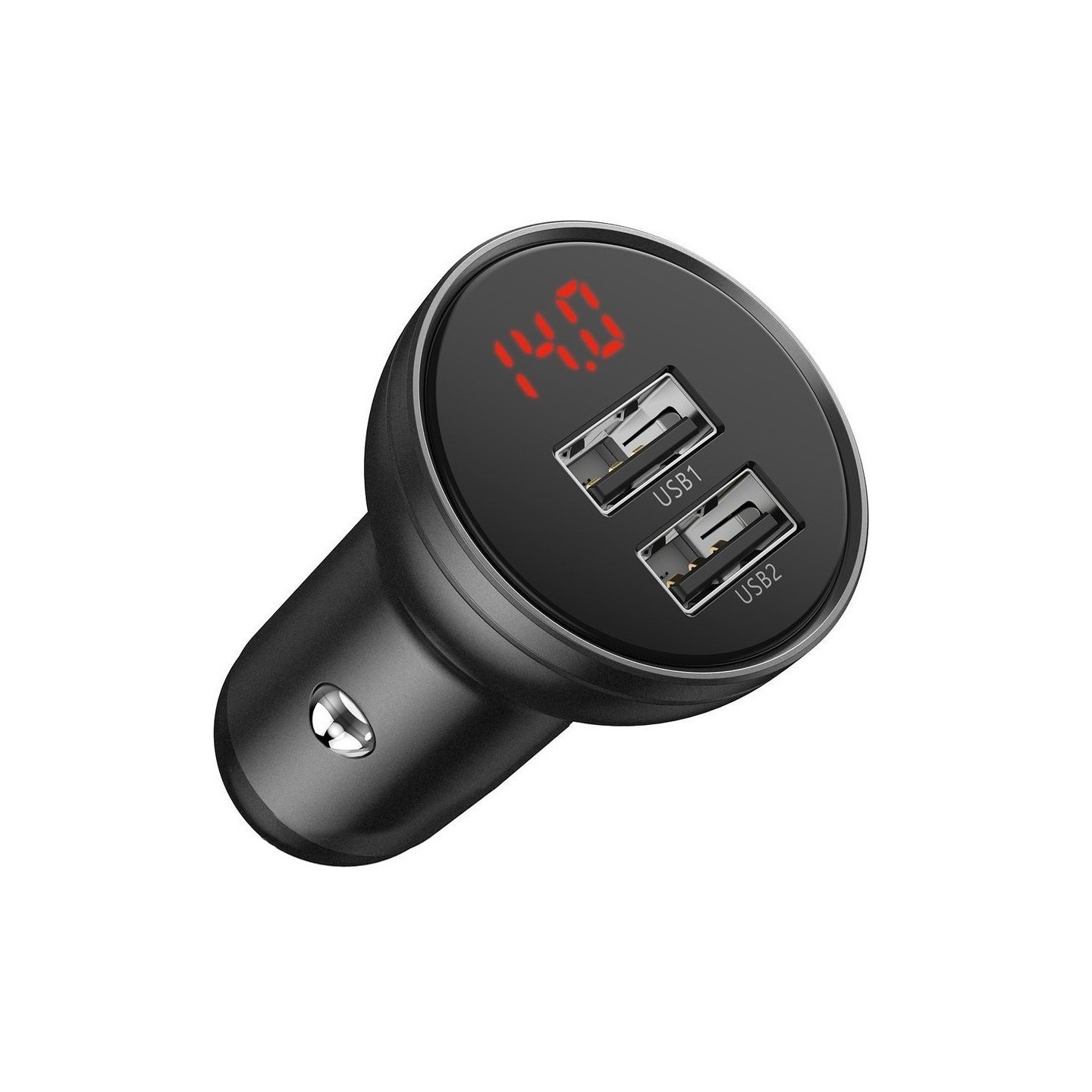 Baseus Digital Display Dual USB 24W Car Charger - Black — Buy in Cyprus with Fast Delivery