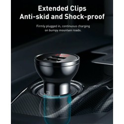 Buy Baseus Digital Display Dual USB 24W Car Charger - Black in Cyprus, Nicosia, Limassol, Larnaka, Pafos