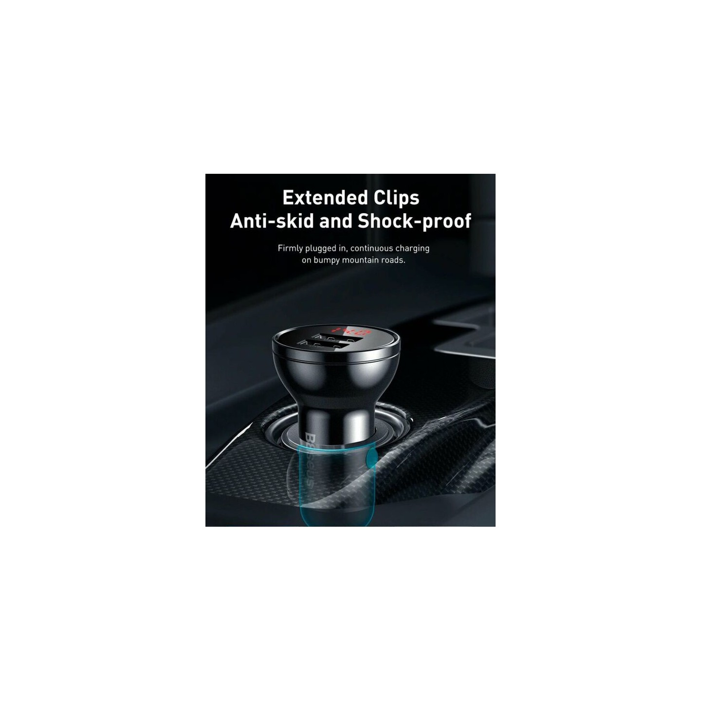 Baseus Digital Display Dual USB 24W Car Charger - Black — Buy in Cyprus with Fast Delivery