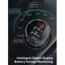 Buy Baseus Digital Display Dual USB 24W Car Charger - Black in Cyprus, Nicosia, Limassol, Larnaka, Pafos