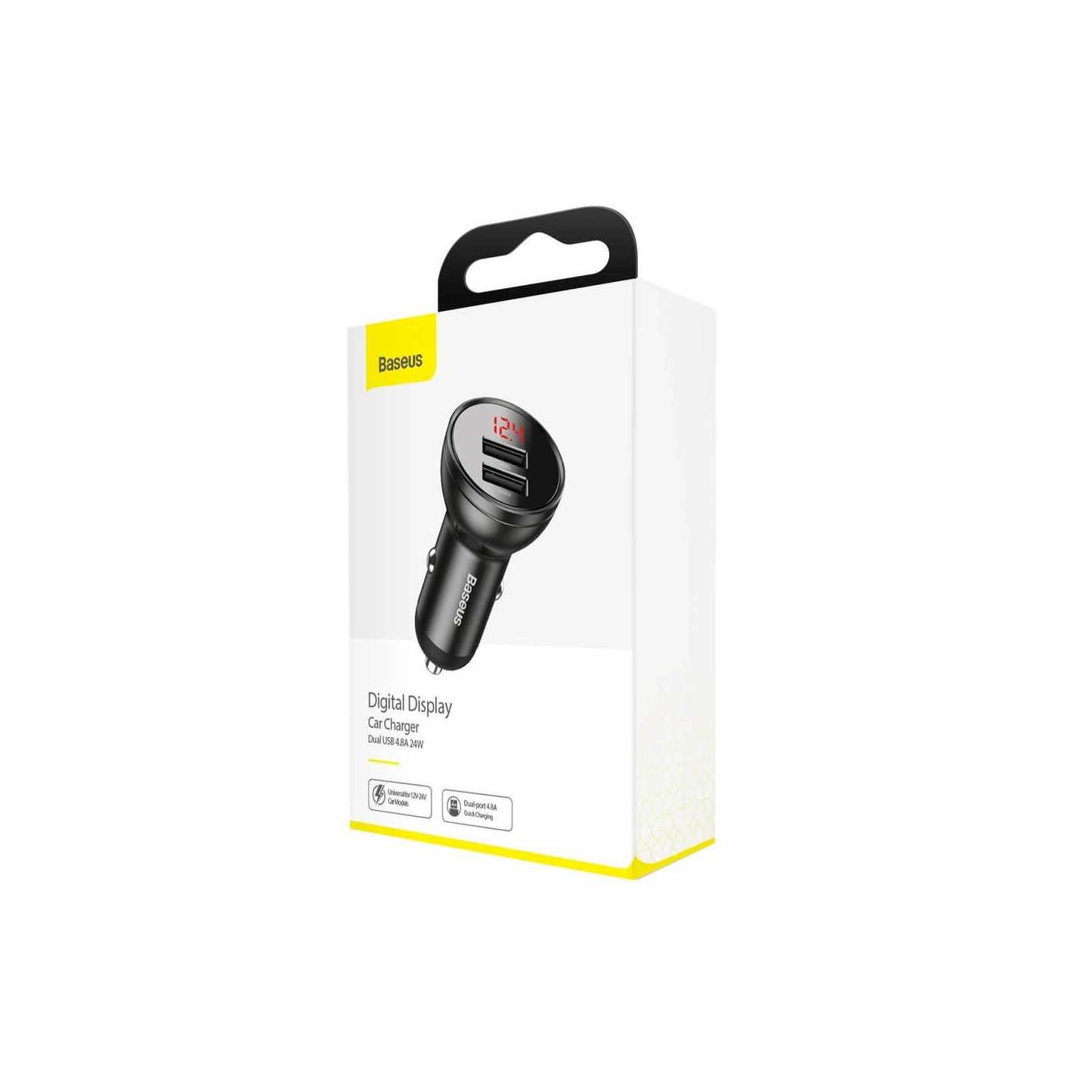 Baseus Digital Display Dual USB 24W Car Charger - Black — Buy in Cyprus with Fast Delivery