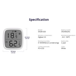 SONOFF Zigbee LCD Smart Temperature Humidity Sensor - SNZB-02D - Zigbee LCD Smart Temperature Humidity Sensor