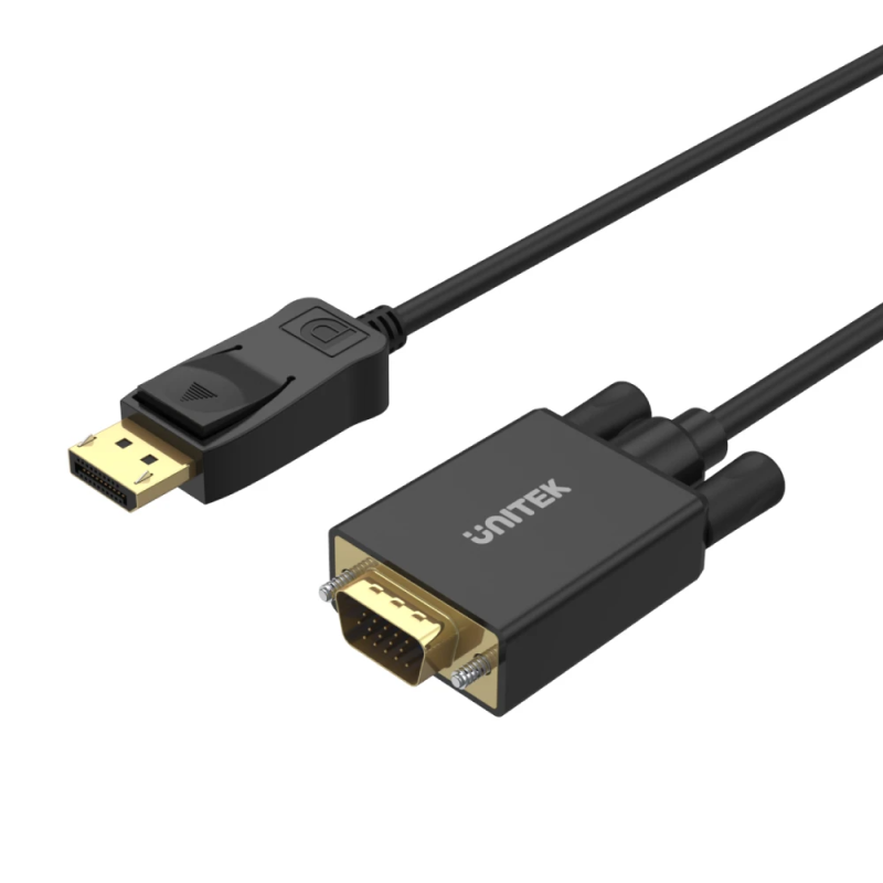 Buy Unitek DisplayPort to VGA Cable - Y-5118F - 1.8m Black Gold Plated in Cyprus, Nicosia, Limassol, Larnaka, Pafos