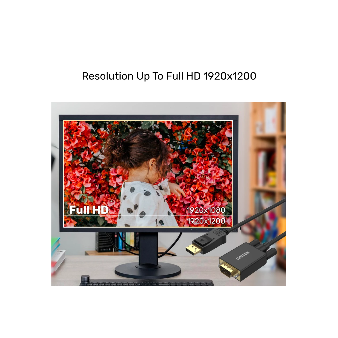 Unitek DisplayPort to VGA Cable - Y-5118F - 1.8m Black Gold Plated — Buy in Cyprus with Fast Delivery