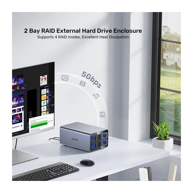 Buy Unitek USB-A 2-Bay External SATA HDD Enclosure - S1308B - with RAID in Cyprus, Nicosia, Limassol, Larnaka, Pafos