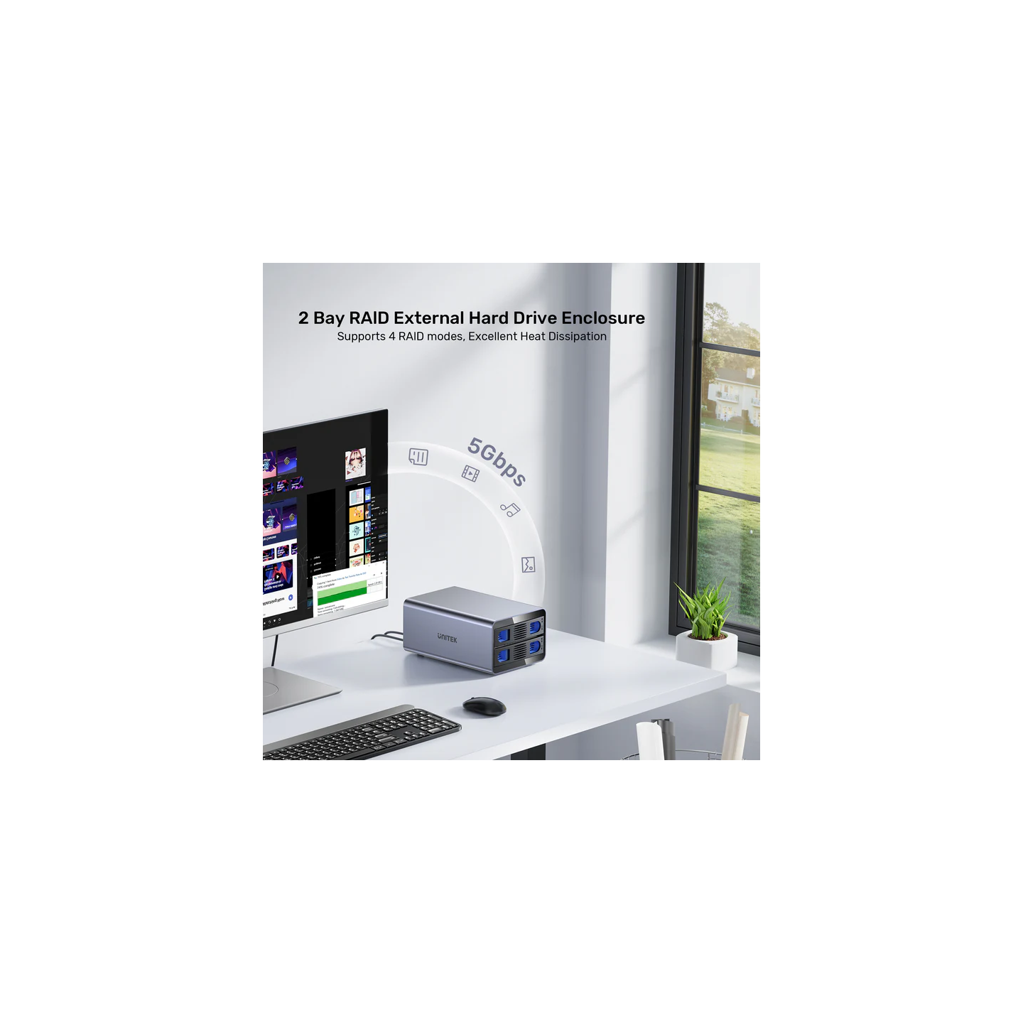 Unitek USB-A 2-Bay External SATA HDD Enclosure - S1308B - with RAID — Buy in Cyprus with Fast Delivery