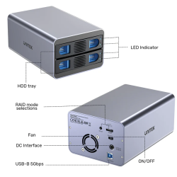 Buy Unitek USB-A 2-Bay External SATA HDD Enclosure - S1308B - with RAID in Cyprus, Nicosia, Limassol, Larnaka, Pafos