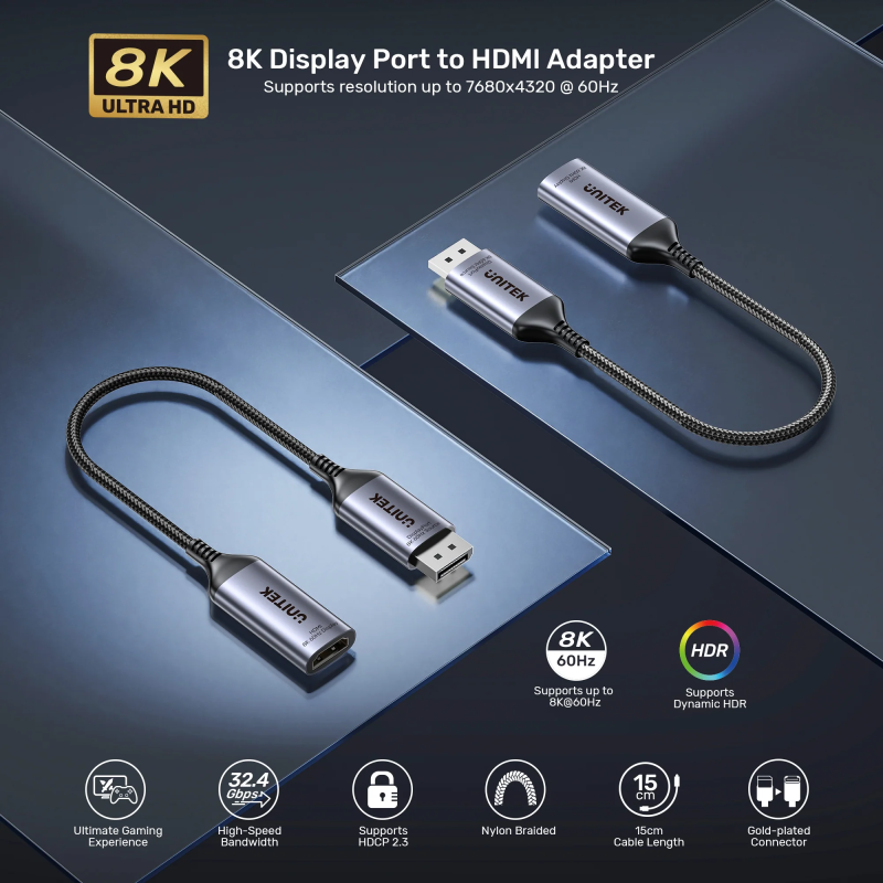 Unitek DisplayPort to HDMI Female Adaptor 8K60Hz - V1611A - 8K60Hz — Buy in Cyprus with Fast Delivery