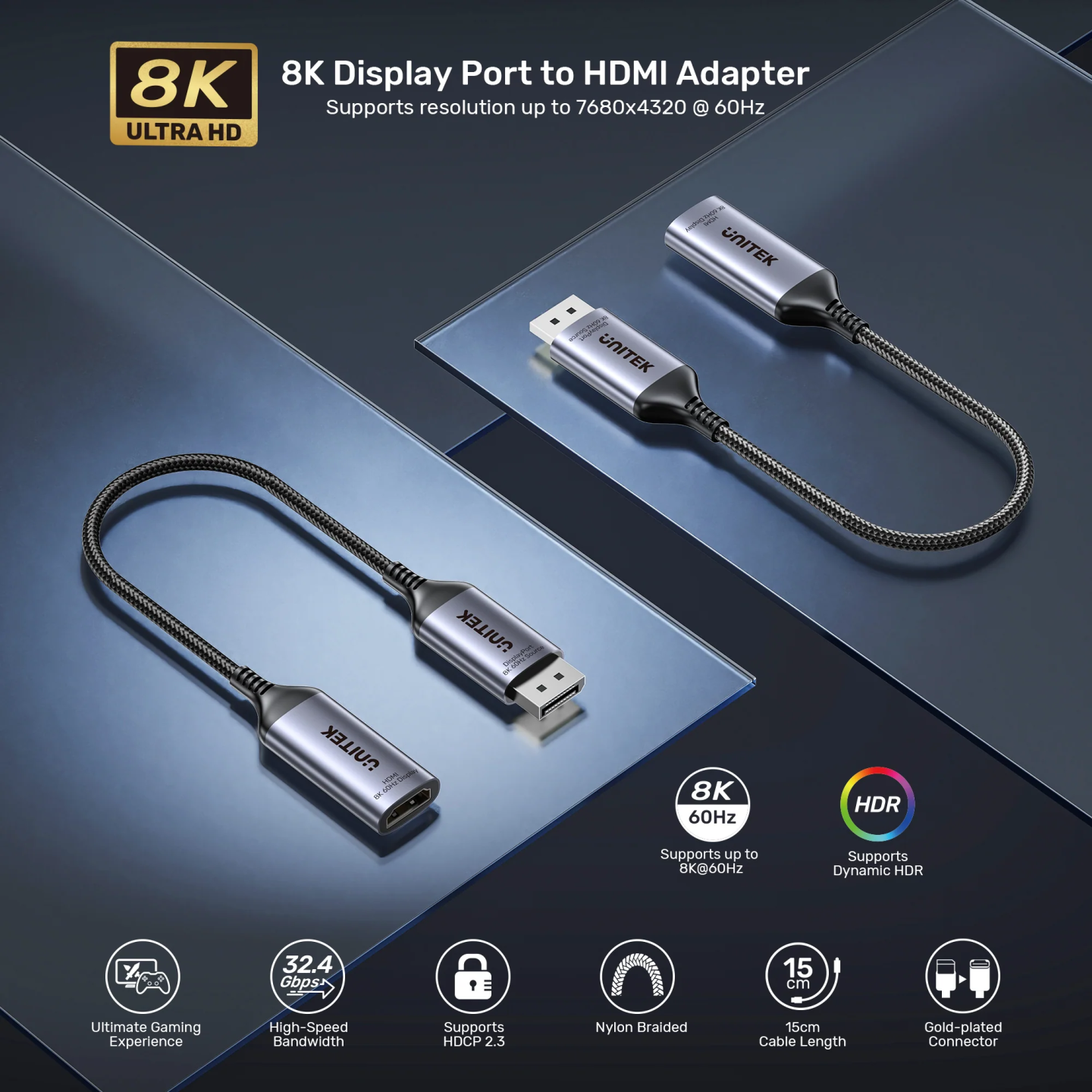 Unitek DisplayPort to HDMI Female Adaptor 8K60Hz - V1611A - 8K60Hz — Buy in Cyprus with Fast Delivery