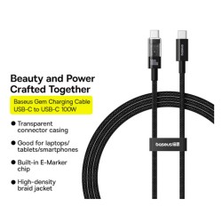 Buy Baseus Cable USB-C to USB-C Gem Series - 100W - 2.0m - Black in Cyprus, Nicosia, Limassol, Larnaka, Pafos
