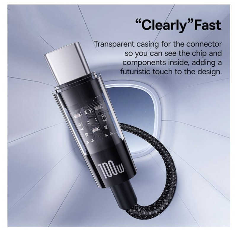 Buy Baseus Cable USB-C to USB-C Gem Series - 100W - 2.0m - Black in Cyprus, Nicosia, Limassol, Larnaka, Pafos